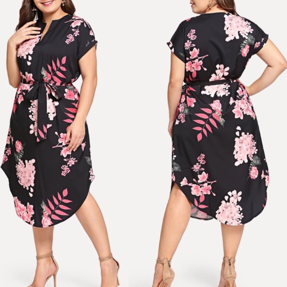 NWT Plus Size Pink and Black Floral Dress